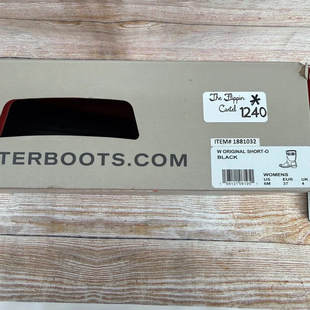 Hunter Original Short Rain Boots Matte Black WFS1000RMA Womens Size 6M EU‎ 37